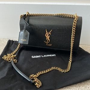Saint Laurent SUNSET MEDIUM CHAIN BAG IN COATED BARK LEATHER